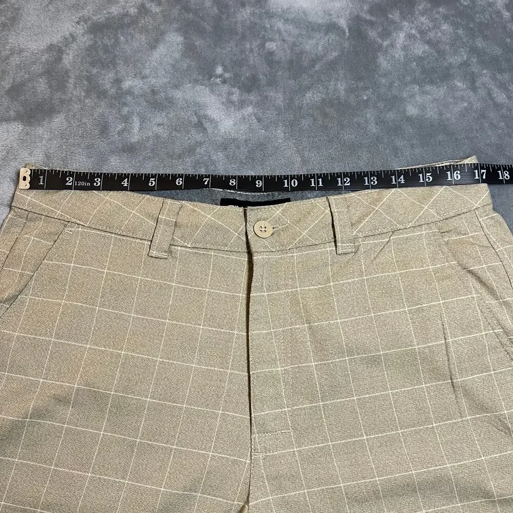 O'Neill Men's Stretch Walk Shorts Size 34 Flat Front Chino Window Pane Check